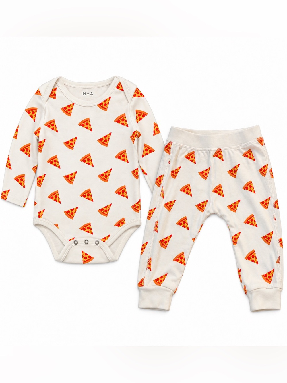 Monica + Andy - Cream Pizza Print Baby two Piece Set